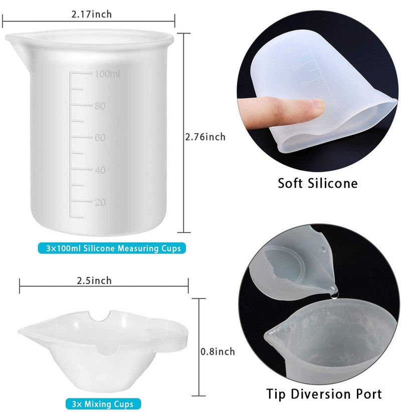 EGOSKY Resin Tools Set 22pcs, A3 Silicone Sheet with 100 ml Measuring Mixing Cups, Brushes Stir Sticks Spoons, Pipette for Epoxy Resin DIY Crafts Painting - Image 3